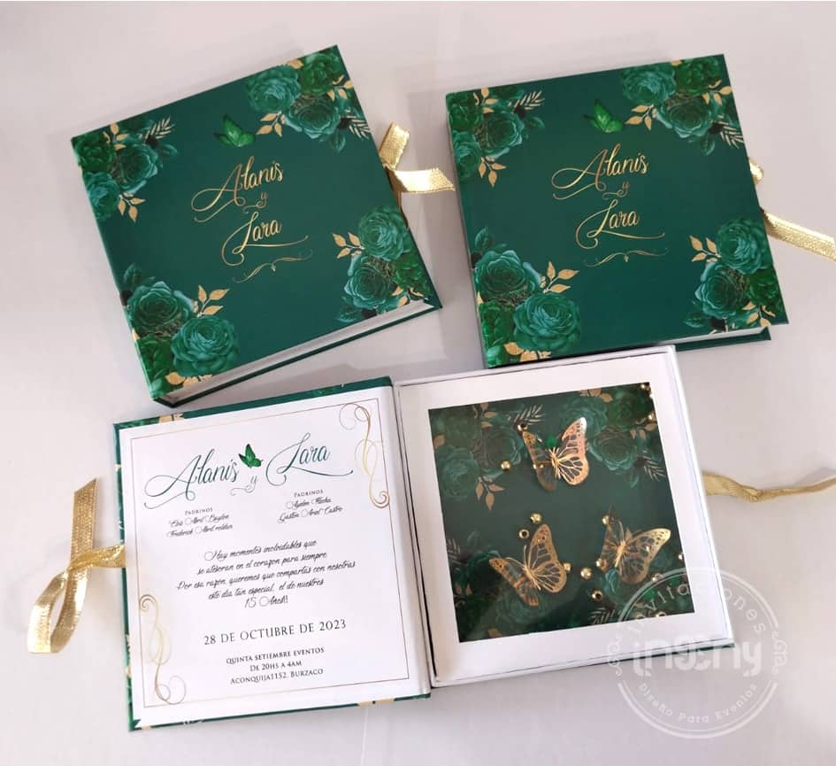 Invitación Caja Visor con Perlitas